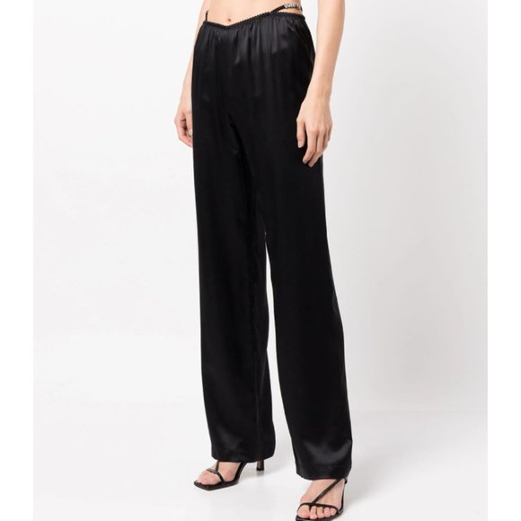 NEW Alexander Wang Crystal Thong Silk Wide Leg Pants Size S Women NWOT - Picture 4 of 9